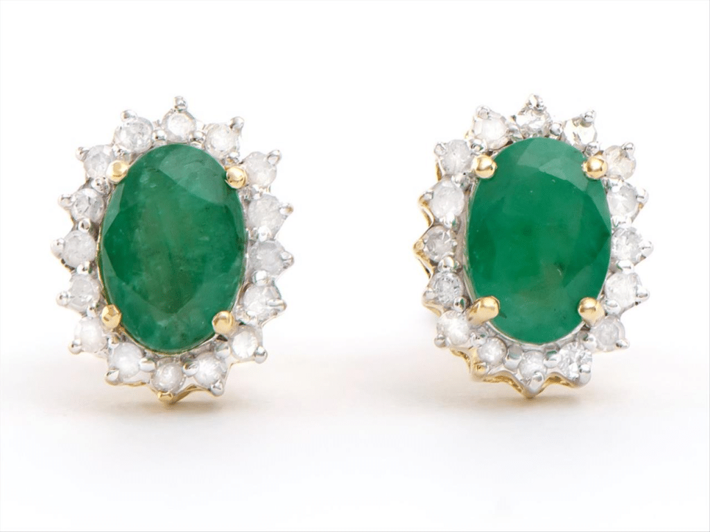 AUCTIONEER ONLY: Emerald & Diamond Gold Stud Earrings | Value: $5,850